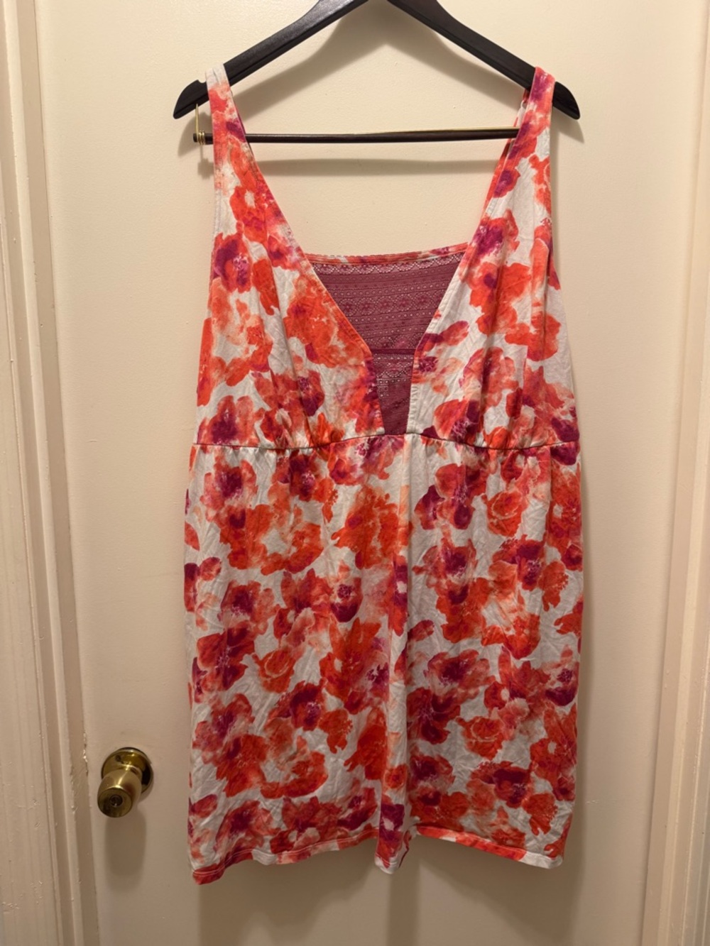 Cacique Floral Lace Chemise in Red & White